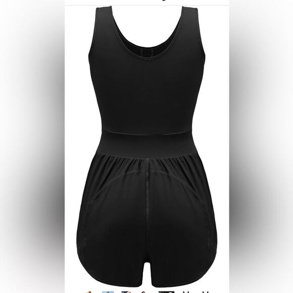 Athletic Tank Tops Built in Bra Jumpsuits Onesie Gym Shorts Rompers Zip Pockets - Picture 6 of 6